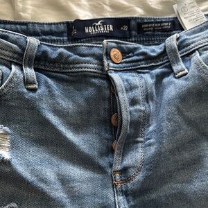Hollister Blue Jean Shorts Distressed Cuffed Hem